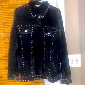 Super cute women’s black studded corduroy Shacket! Size medium, worn once!